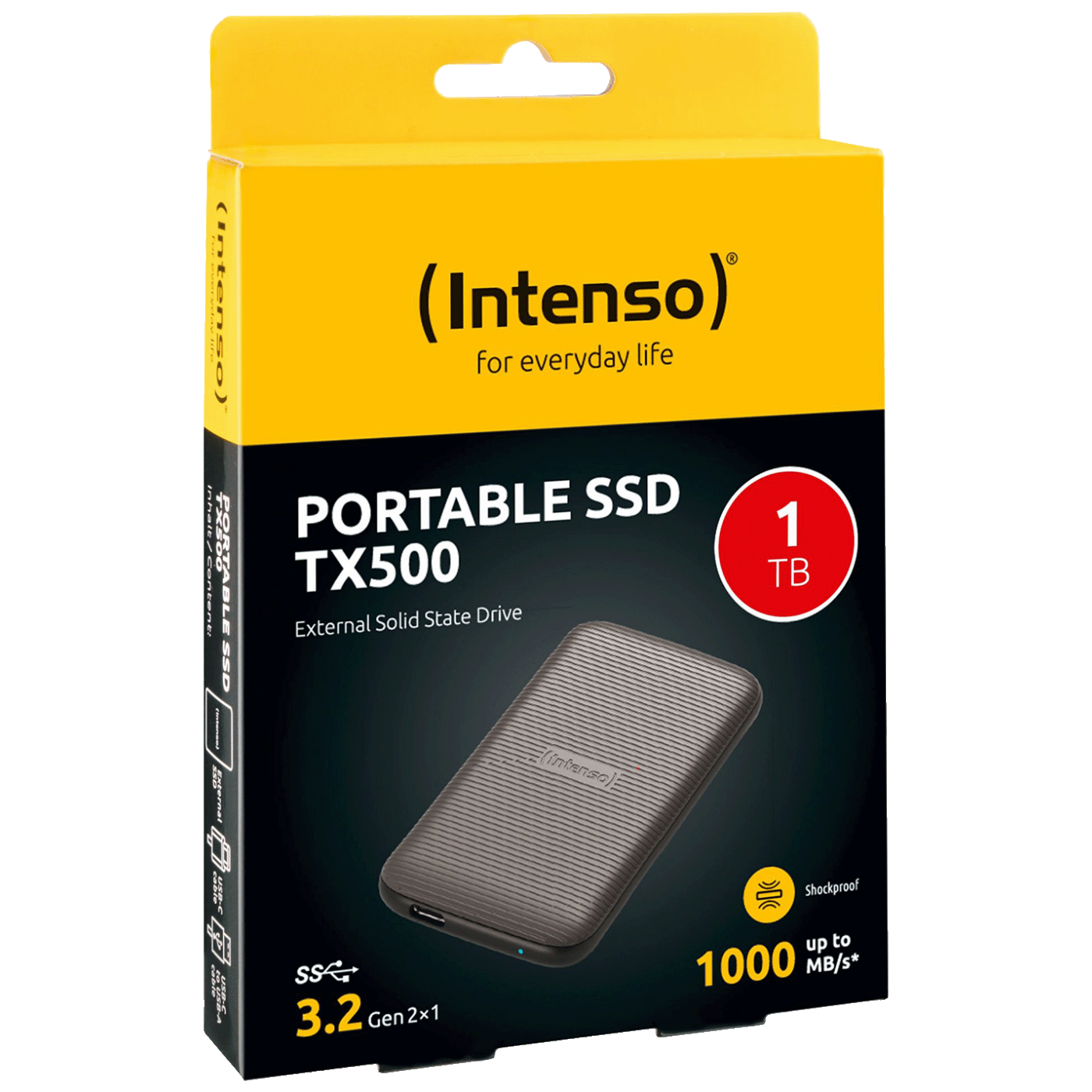 (Intenso) Eksterni SSD, do 1000 MB/s, kapacitet 1TB, USB 3.2 - External SSD TX500 1TB