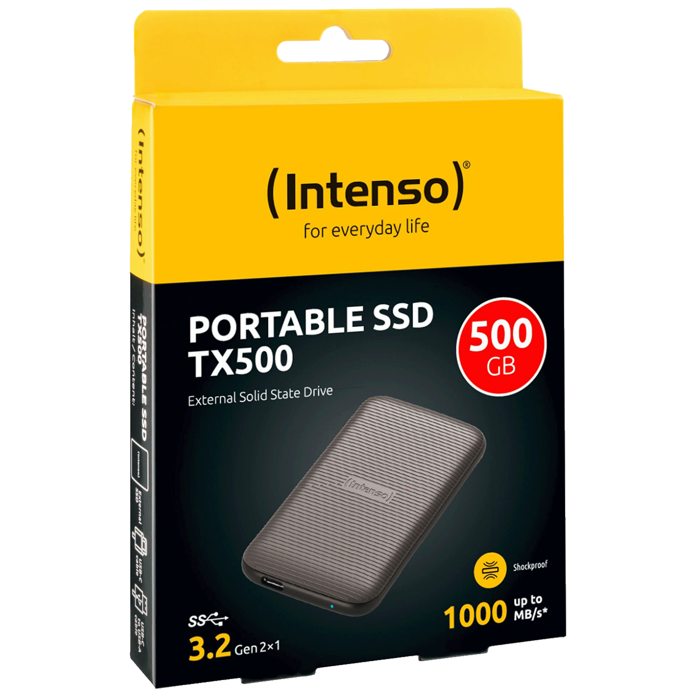 (Intenso) Eksterni SSD, do 1000 MB/s, kapacitet 500GB, USB 3.2 - External SSD TX500 500GB