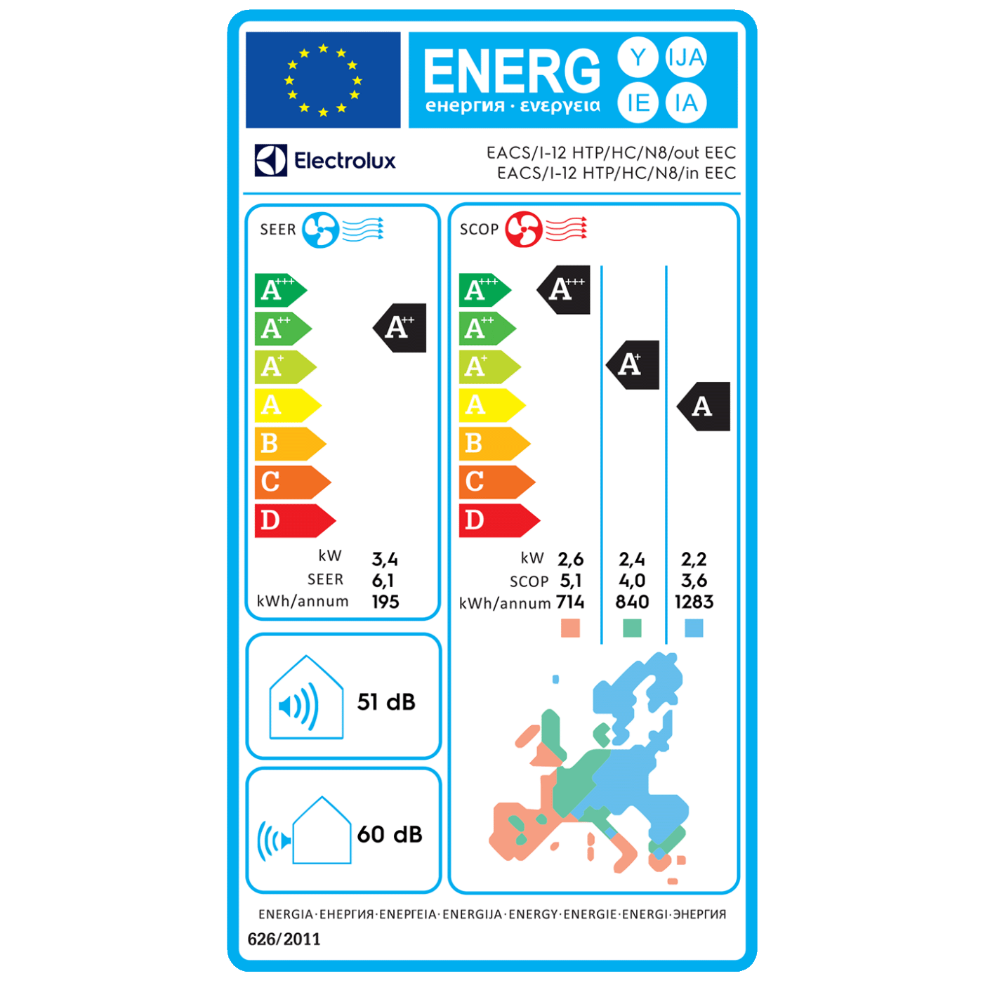 Electrolux Klima uređaj, 12000Btu, -20°, WiFi, 2XGrijac, INVERTER, A++ - EACS/I-12HTP/HC/N8 EEC