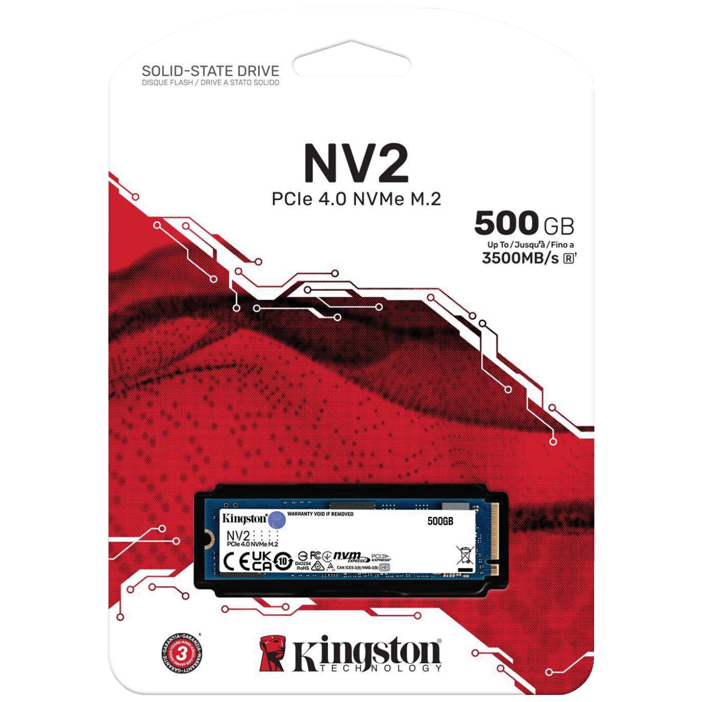 Kingston SSD Disk, 500GB, M.2 NV2 NVMe PCIe 4.0 x 4 - SNV2S/500G