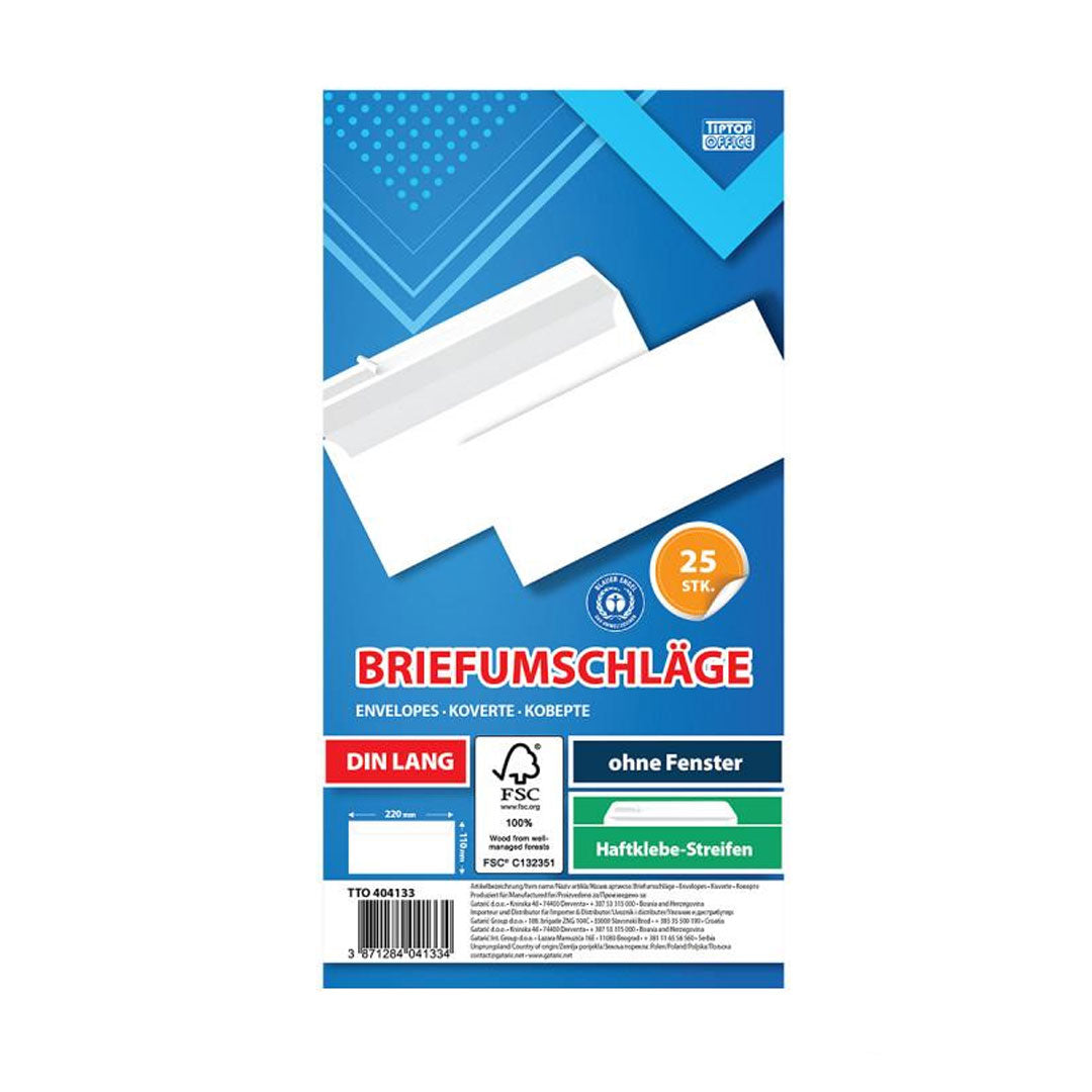 Koverta strip Amerikan bez prozora, 25/1, bijela