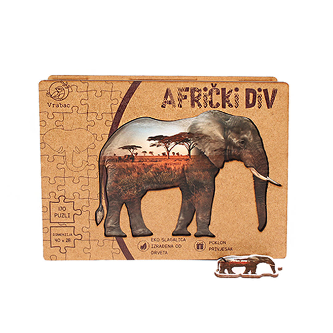 Puzzle Lenigmo, Slon afrički div, Vrabac