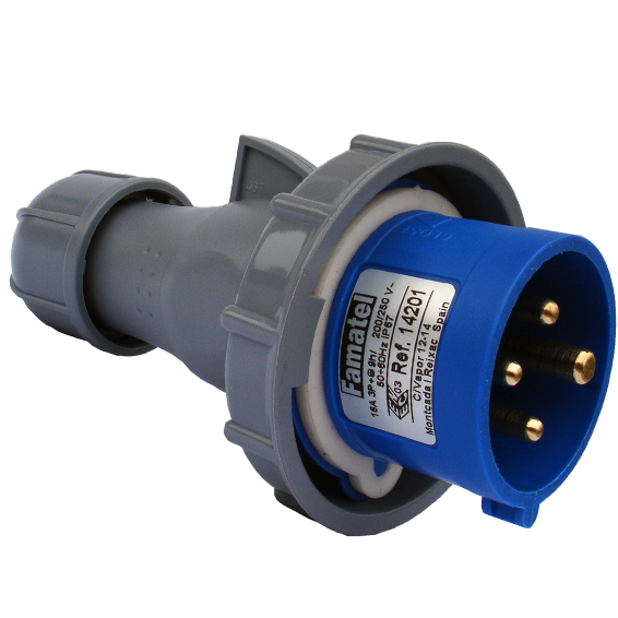 Famatel Utikač 16A, 220-240V, 3 polni (3P+T), H9,IP67 - 14201