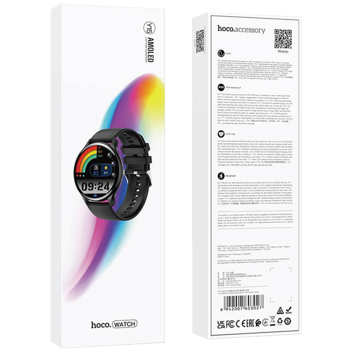 hoco. Pametni sat, 1.43" AMOLED, Bluetooth, IP68 - Y15 Black