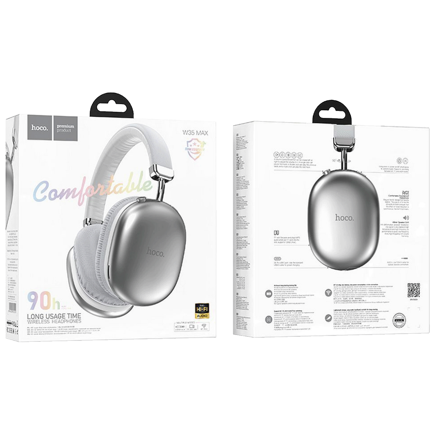 hoco. Slušalice bežične, Bluetooth - W35 Max Joy Silver