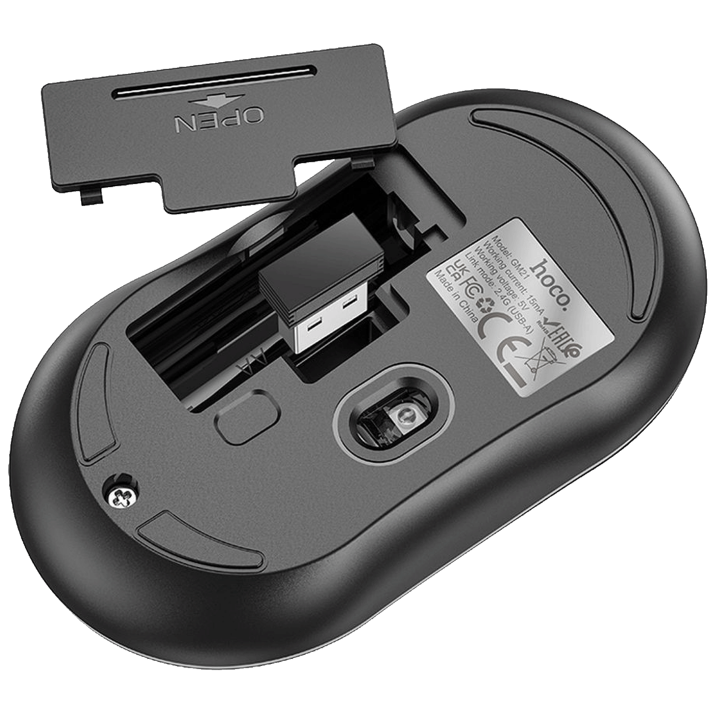 hoco. Miš bežični, optički, 1600 dpi, 2.4 GHz, USB nano - GM21 Platinum Black/Yellow