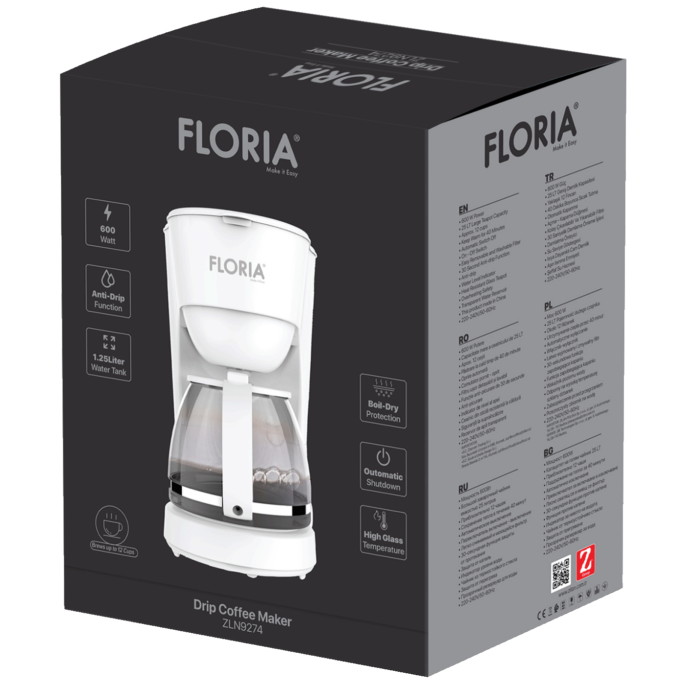Floria Aparat za filter kafu, 600W - ZLN9274