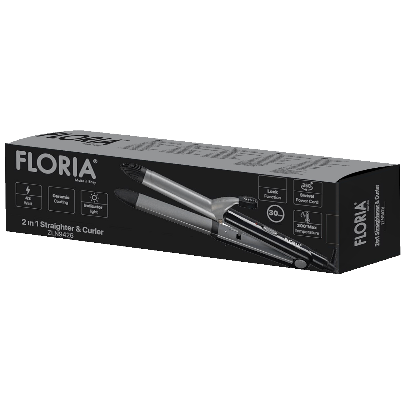 Floria Uvijač / pegla za kosu, 2u1, do 200 °C max., 45 W - ZLN9426