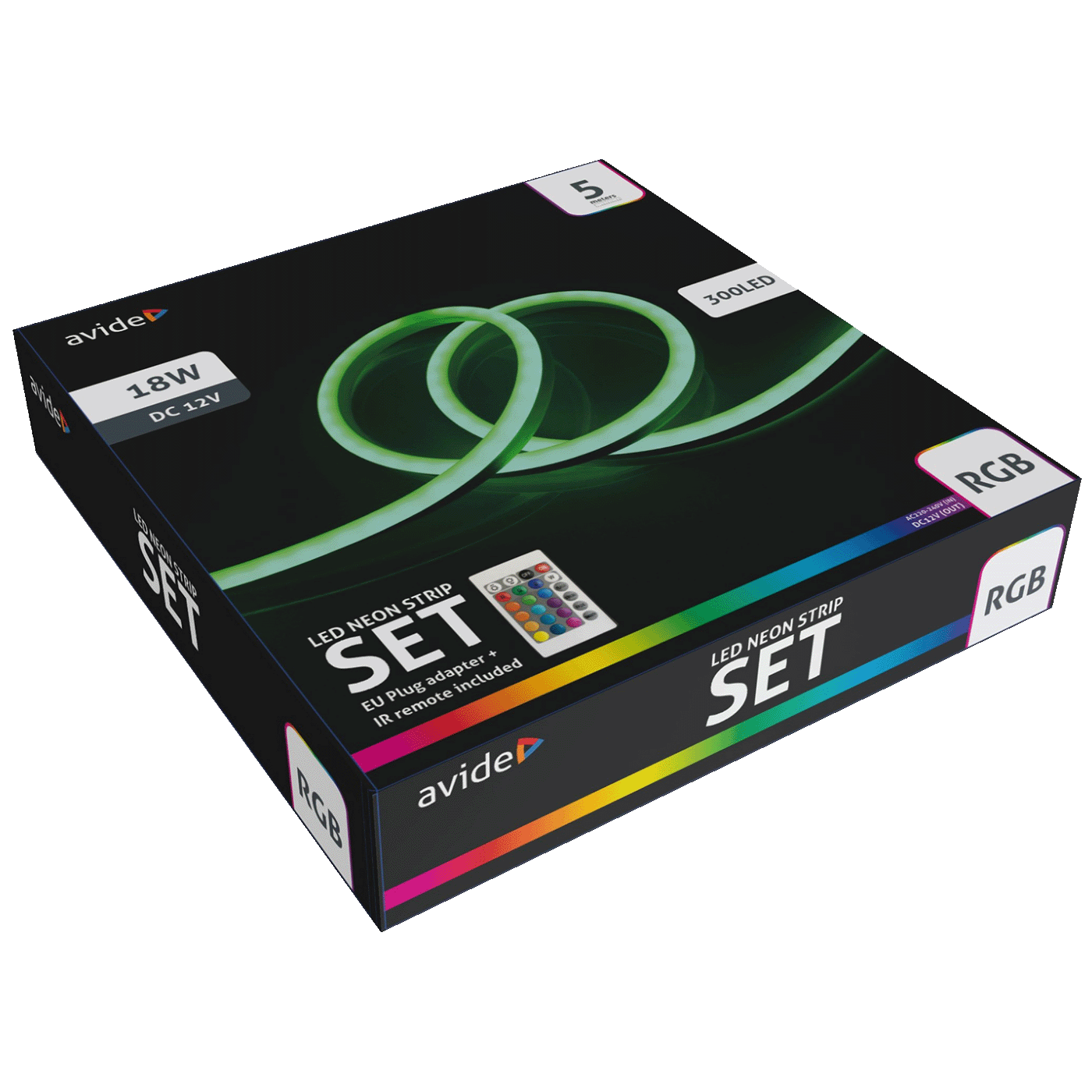 Avide LED traka sa daljinskim upravljačem, RGB, 18W, 12V, 5 met. - ABNLS-12VRGB-5MR-DE