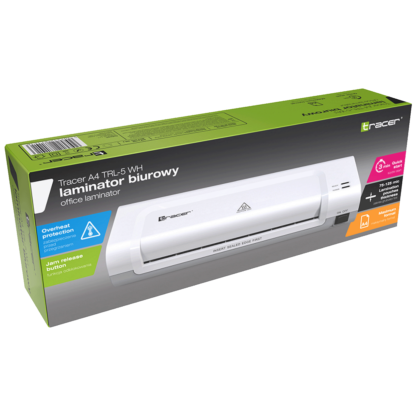 Tracer Laminator / Plastifikator A4, Home&Office - LAMINATOR A4 TRL-5 WH