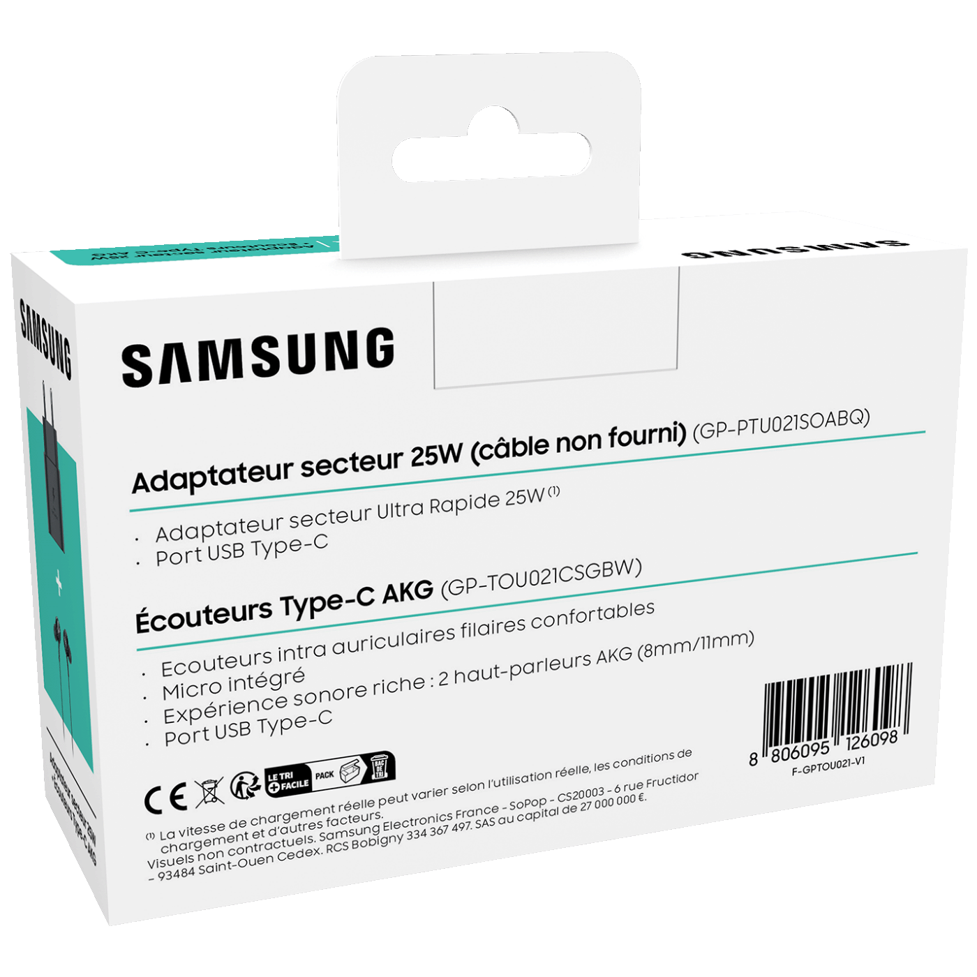 Samsung Set Punjač za mobitel Ta800 + IC100B slušalice - TA800N Charger+IC100B Headphones