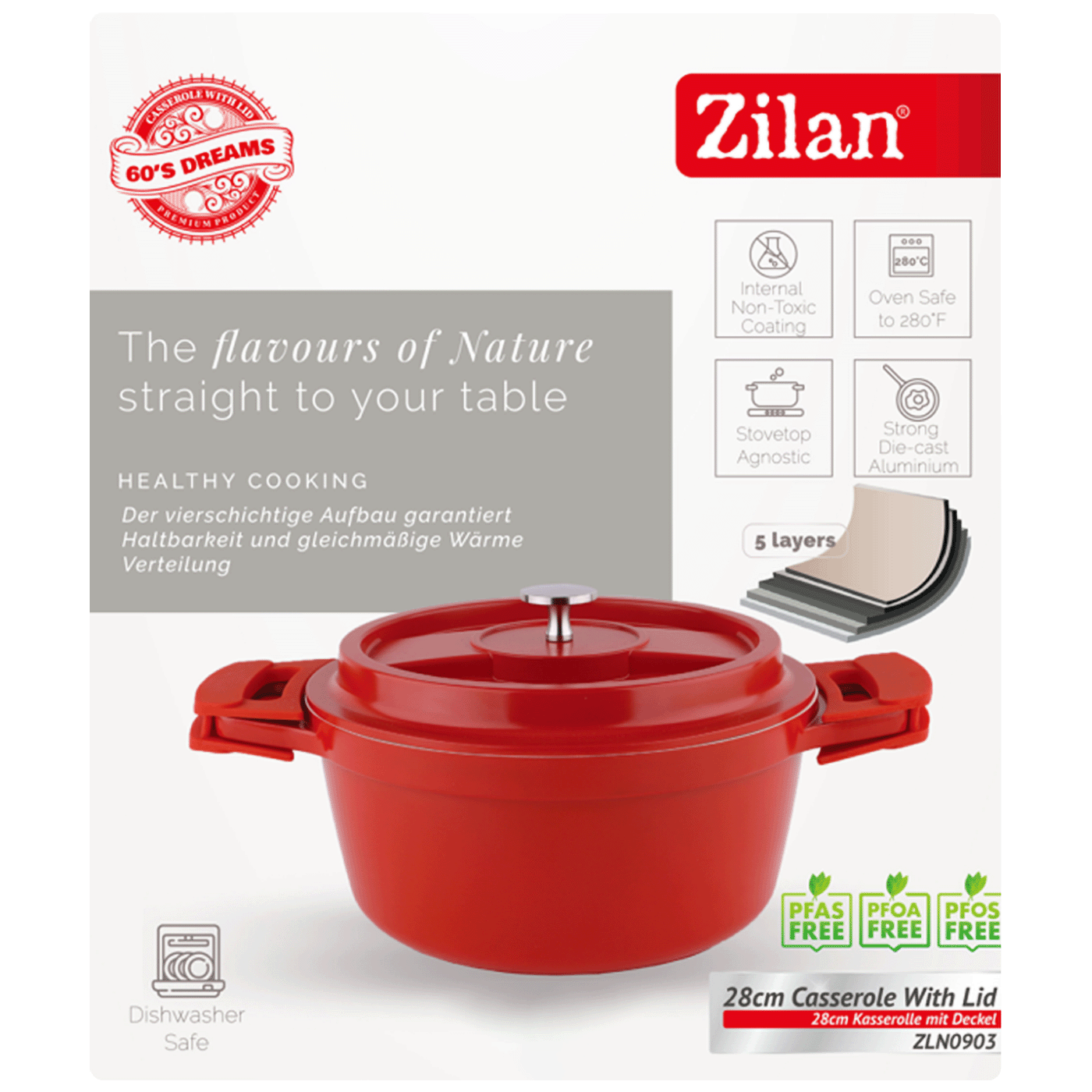 Zilan Kaserola sa poklopcem, 28 cm, Retro - ZLN0903