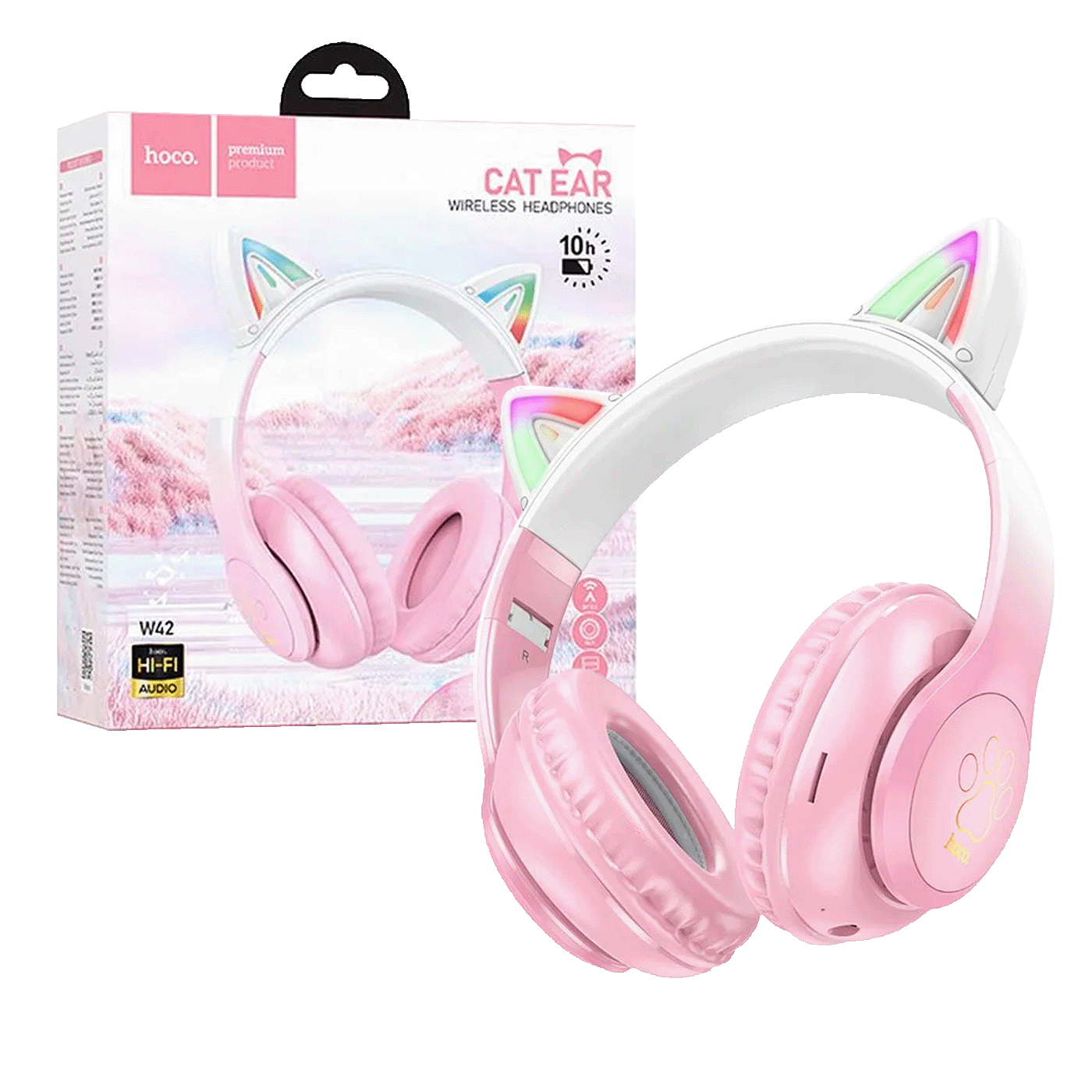 hoco. Slušalice bežične sa mikrofonom, Bluetooth - W42 Cat Ears, Cherry Blossom