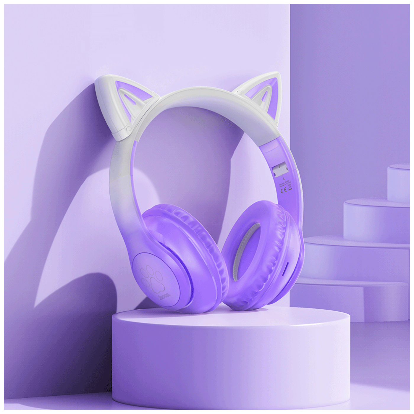 hoco. Slušalice bežične sa mikrofonom, Bluetooth - W42 Cat Ears, Purple Grape