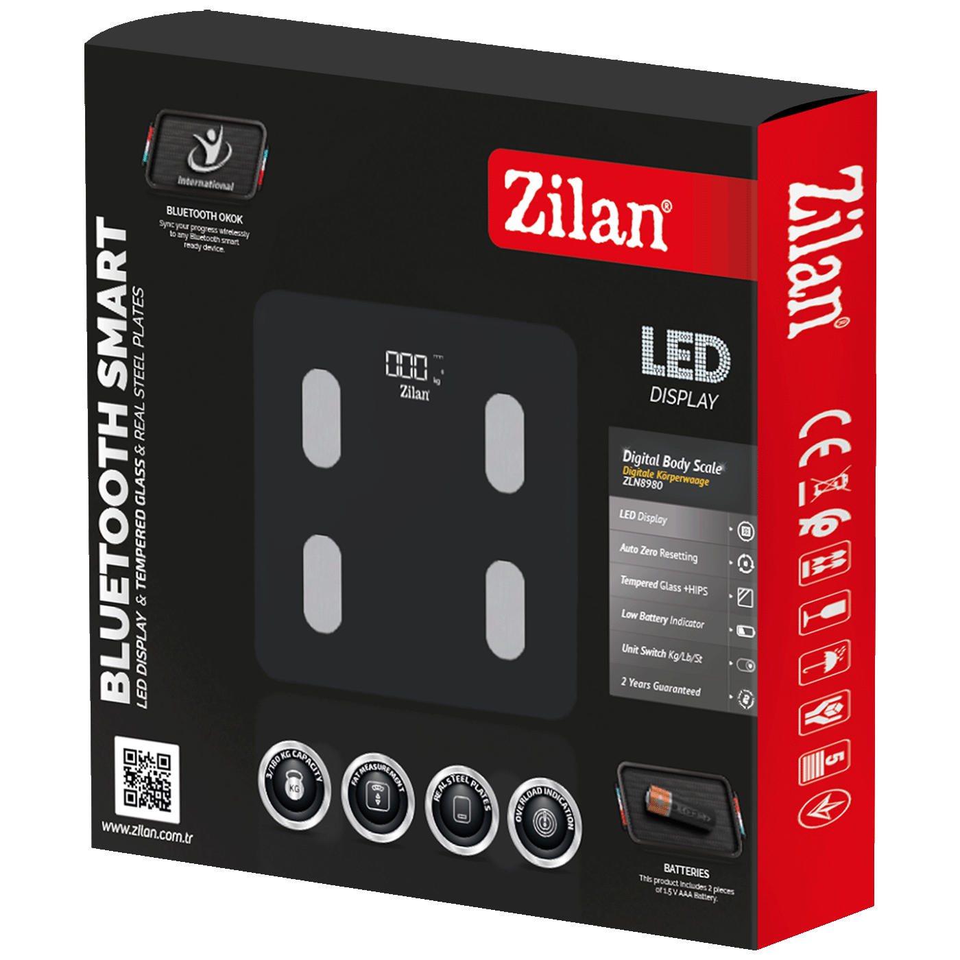 Zilan Pametna vaga, tjelesna, do 180 kg, LED zaslon, Bluetooth - ZLN8980