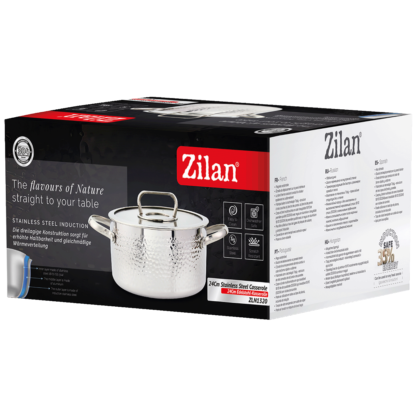 Zilan Lonac sa staklenim poklopcem, 24 cm, troslojno posuđe - ZLN1320