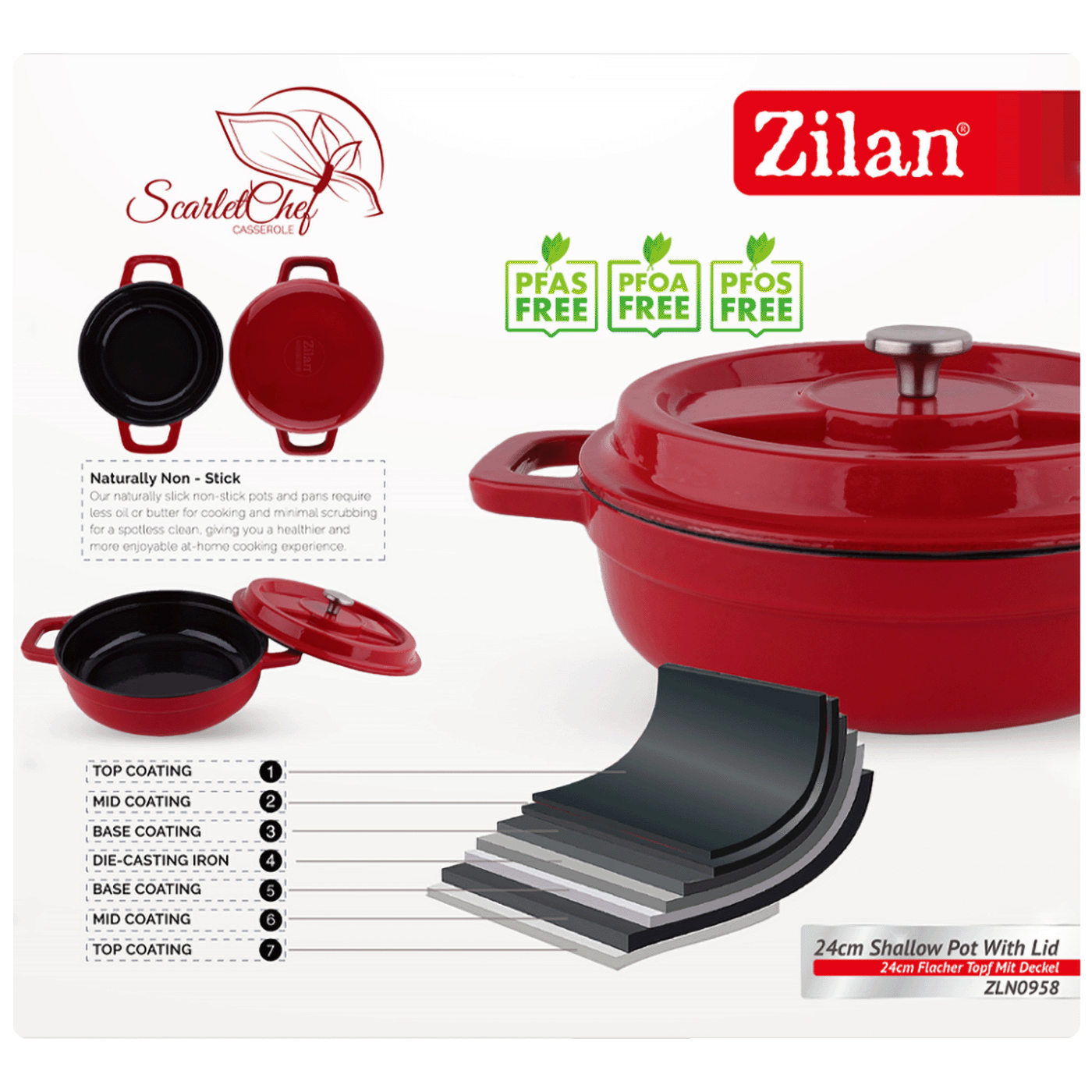 Zilan Kaserola sa poklopcem, 24 cm - ZLN0958