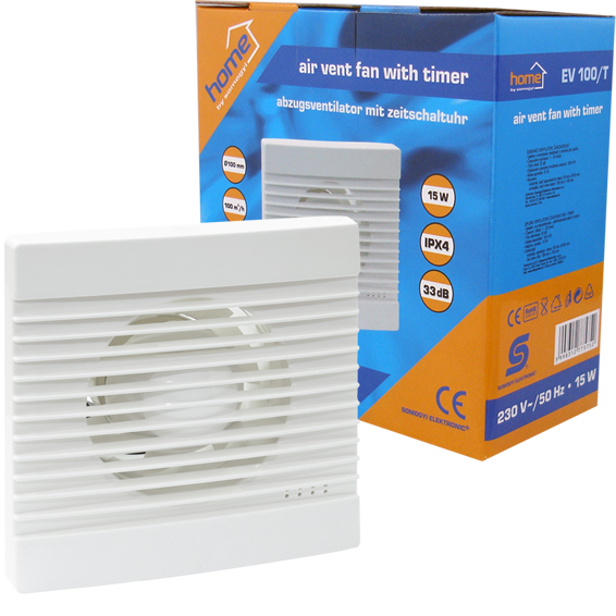 home Aspirator ugradbeni za ventilaciju sa timerom, 158x158mm - EV 100/T