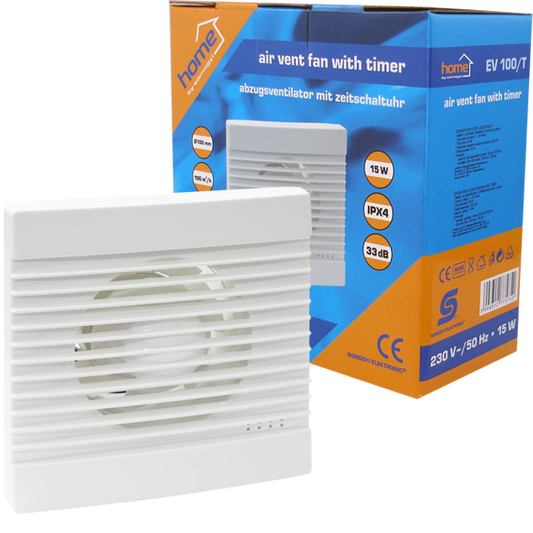 home Aspirator ugradbeni za ventilaciju sa timerom, 158x158mm - EV 100/T