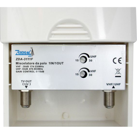 ZODIAC Pojačalo antensko, 1 ulaz 1 izlaz, 15/30dB - ZDA-3111F