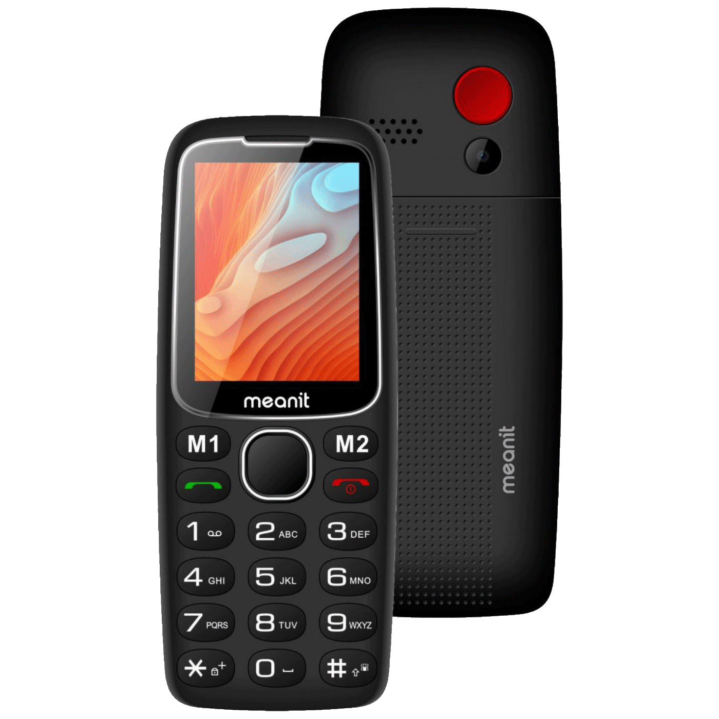 MeanIT Telefon mobilni, 2.4" zaslon, SOS tipka, crni - Senior 10 Plus, Crni