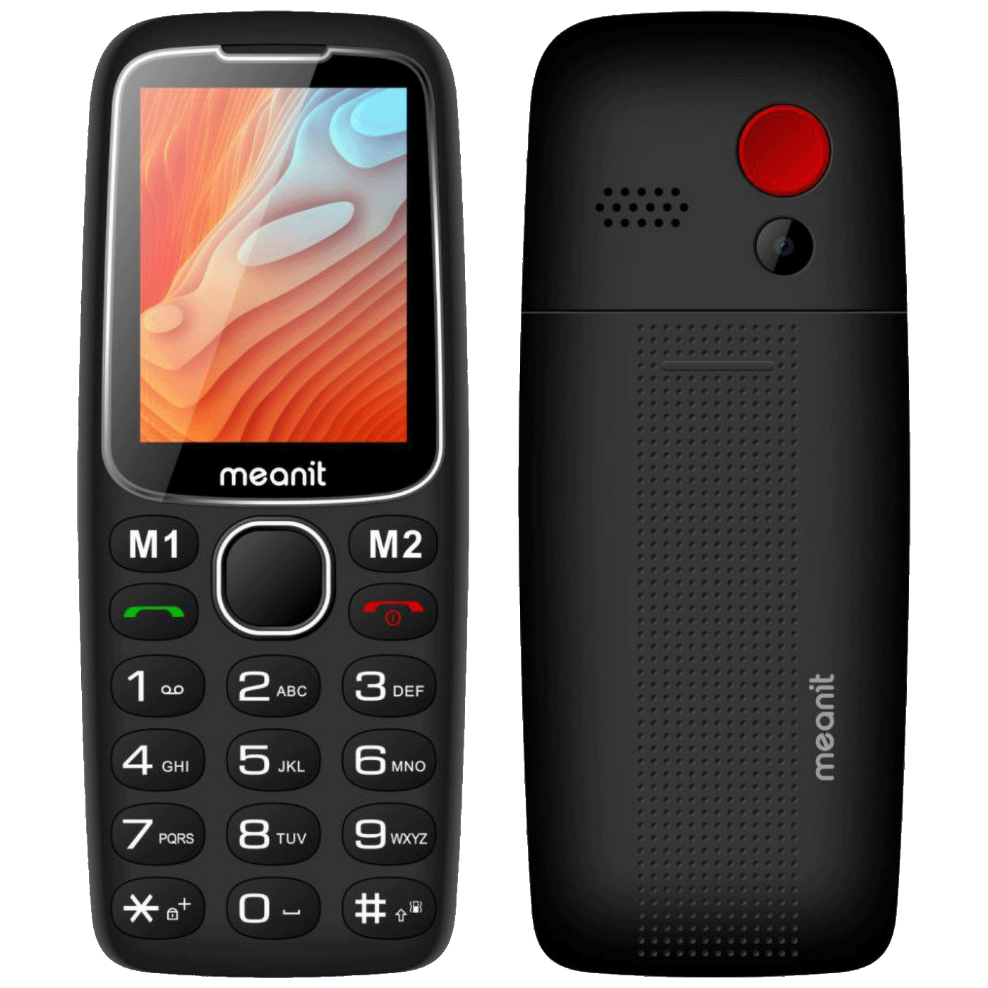 MeanIT Telefon mobilni, 2.4" zaslon, SOS tipka, crni - Senior 10 Plus, Crni