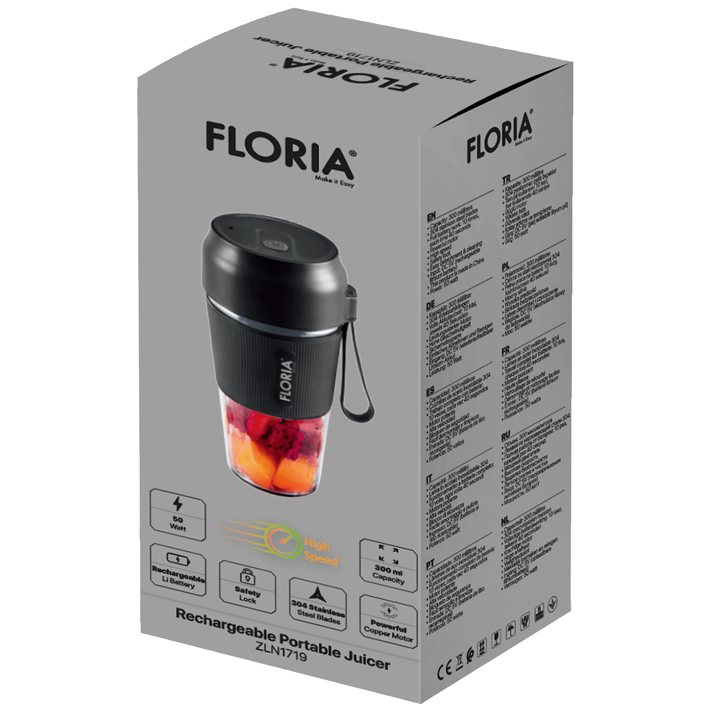Floria Blender za Smoothie, bežični, 300ml., 50W - ZLN1719