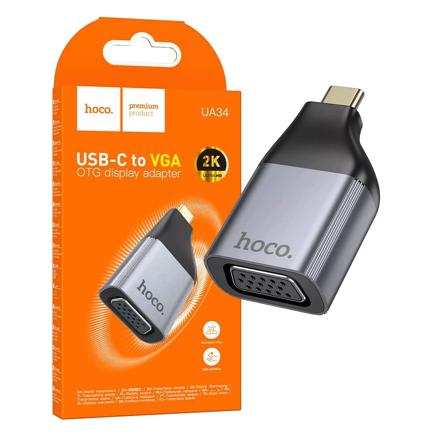 hoco. Adapter USB type C na VGA, 2K, OTG - UA34