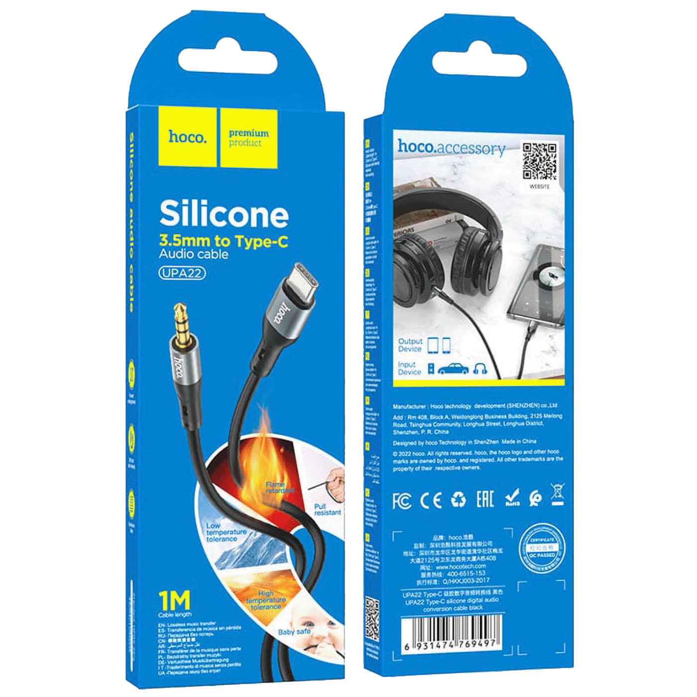 hoco. Audio kabl USB type C na 3.5 mm, dužina 1 met. - UPA22