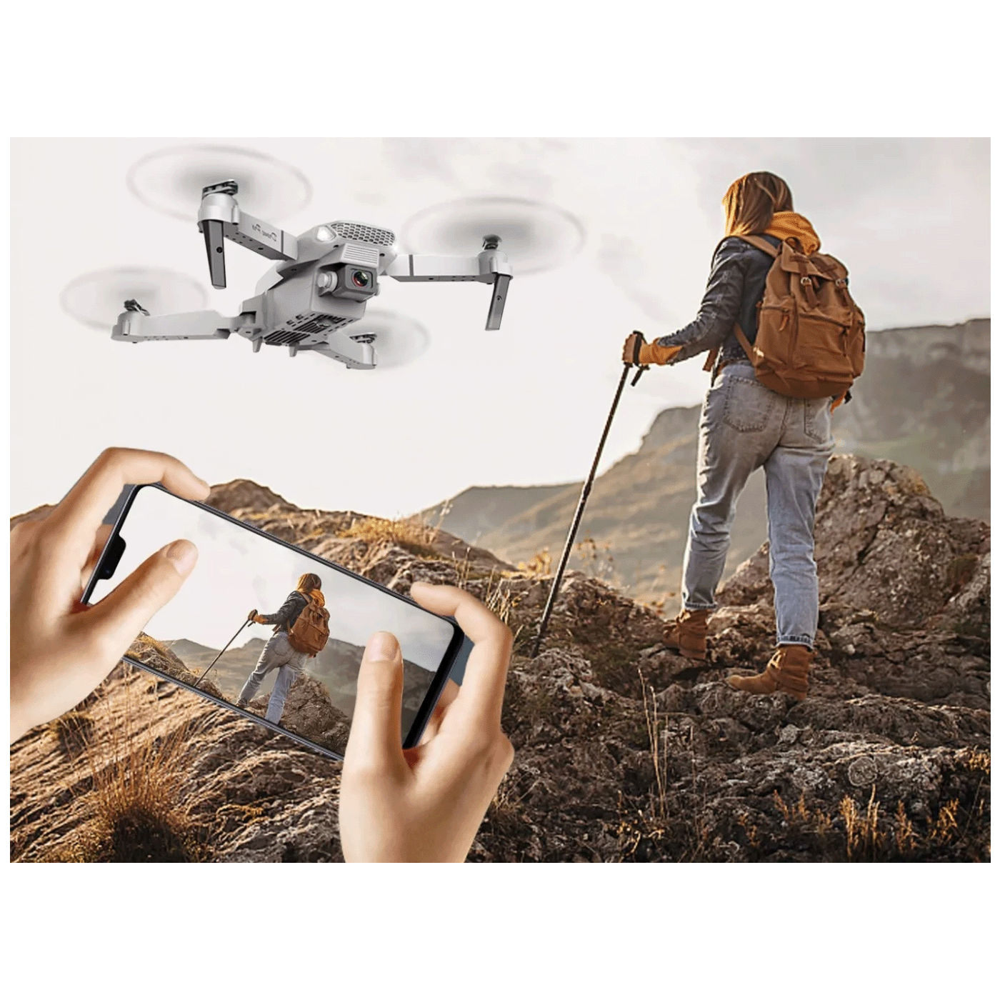 Extralink Dron, kamera FullHD, 1800mAh, 3 baterije, WiFi - E88 Pro Drone Set+3 batteries+case