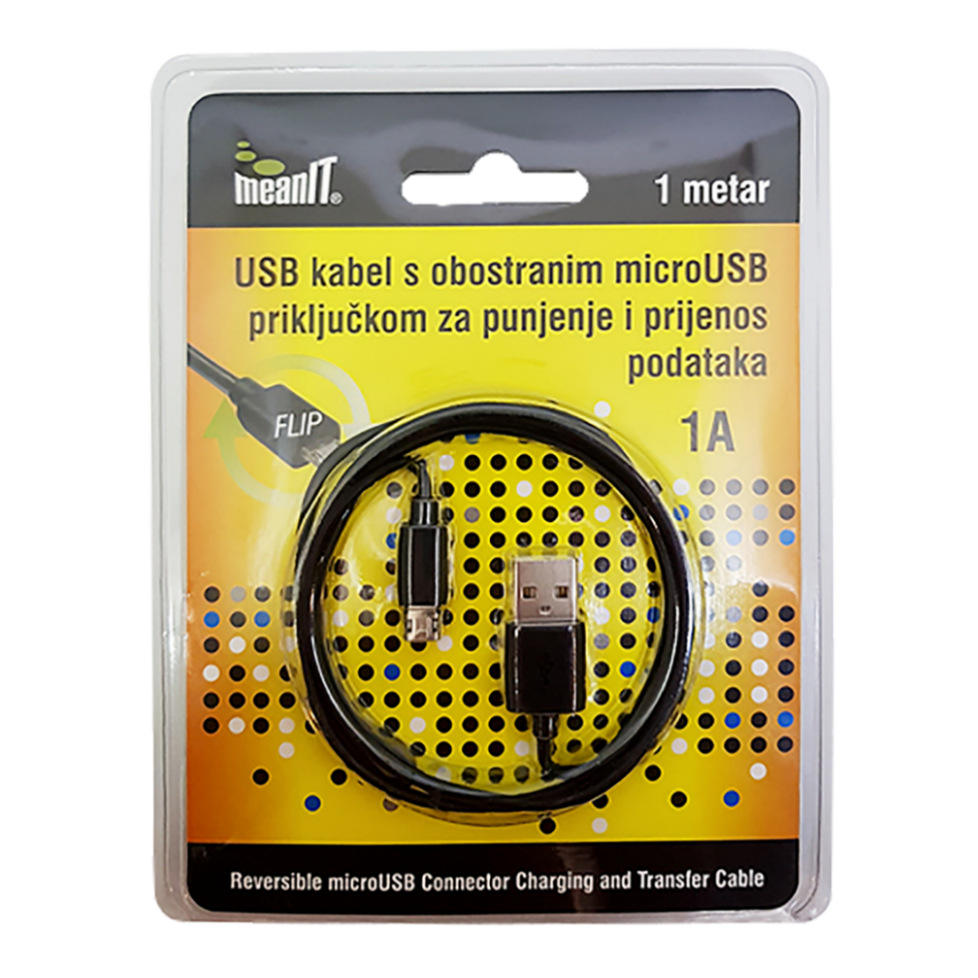 MeanIT USB A na USB micro kabl, FLIP, dužina 1.0 metar - USB / micro USB - 1m