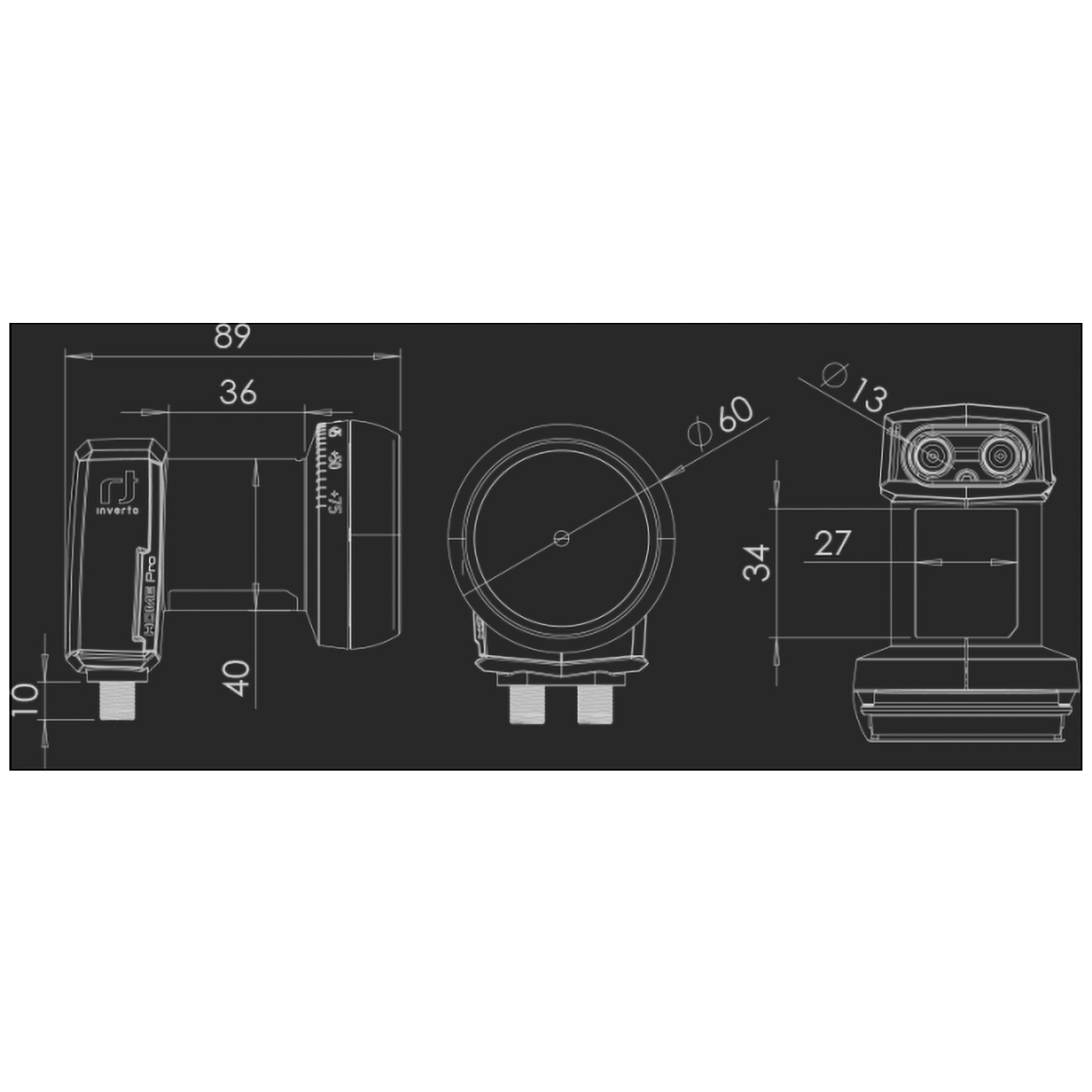 Inverto LNB Twin, šum 0,4dB, Home Pro, DVB-S2 ( HD - UHD ) - IDLP-TWL413-HMPRO-OPX