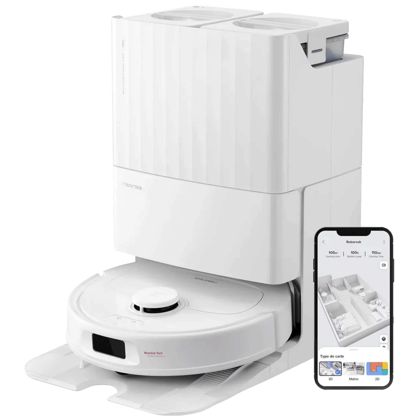 Roborock Robot usisavač sa stanicom za pražnjenje, 5200 mAh, WiFi - Qrevo S White