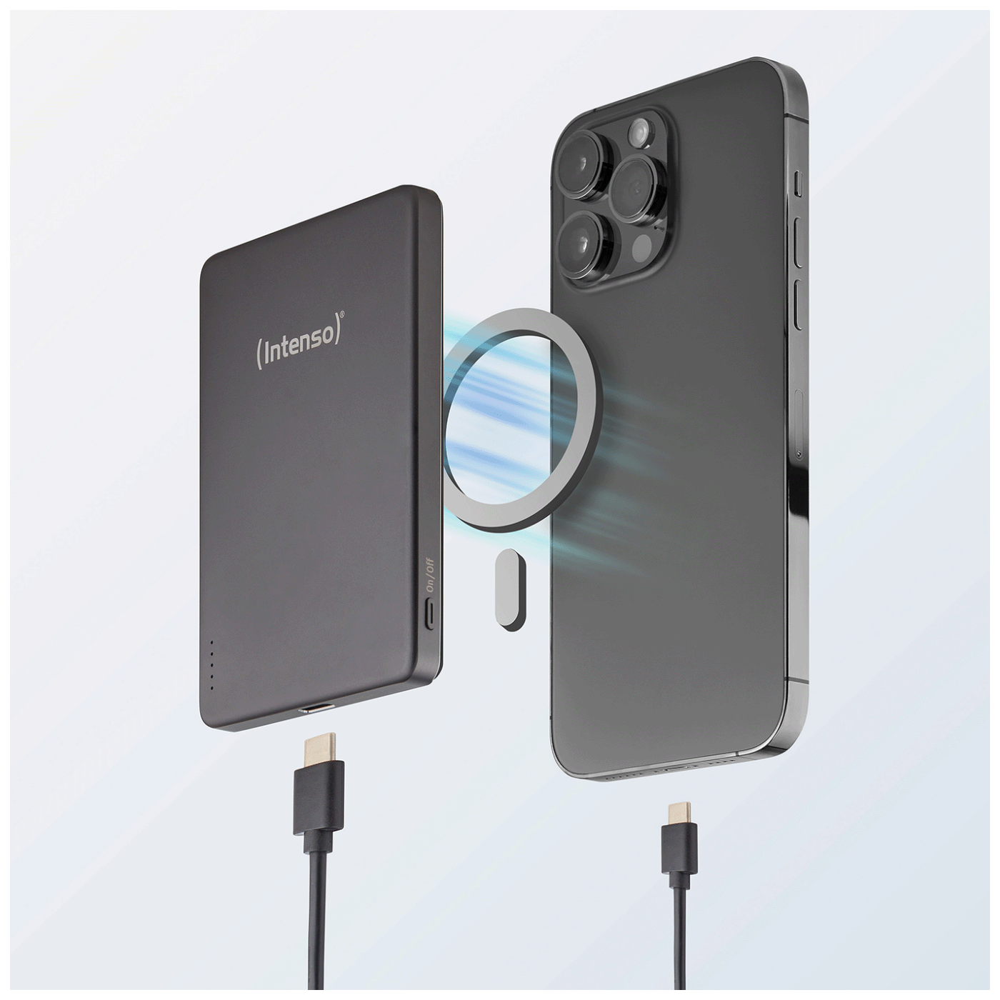 (Intenso) Prijenosni punjač, MagSafe, 5000mAh, bežični, sivi - POWERBANK MW5000 Gray
