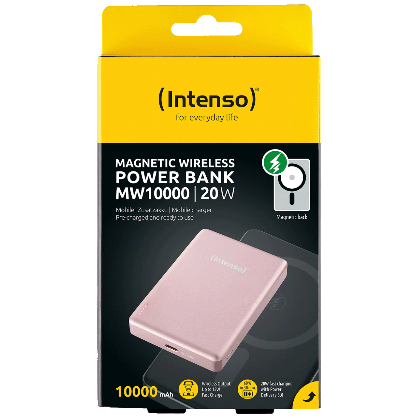 (Intenso) Prijenosni punjač, MagSafe, 10000mAh, bežični - POWERBANK MW10000 Rose