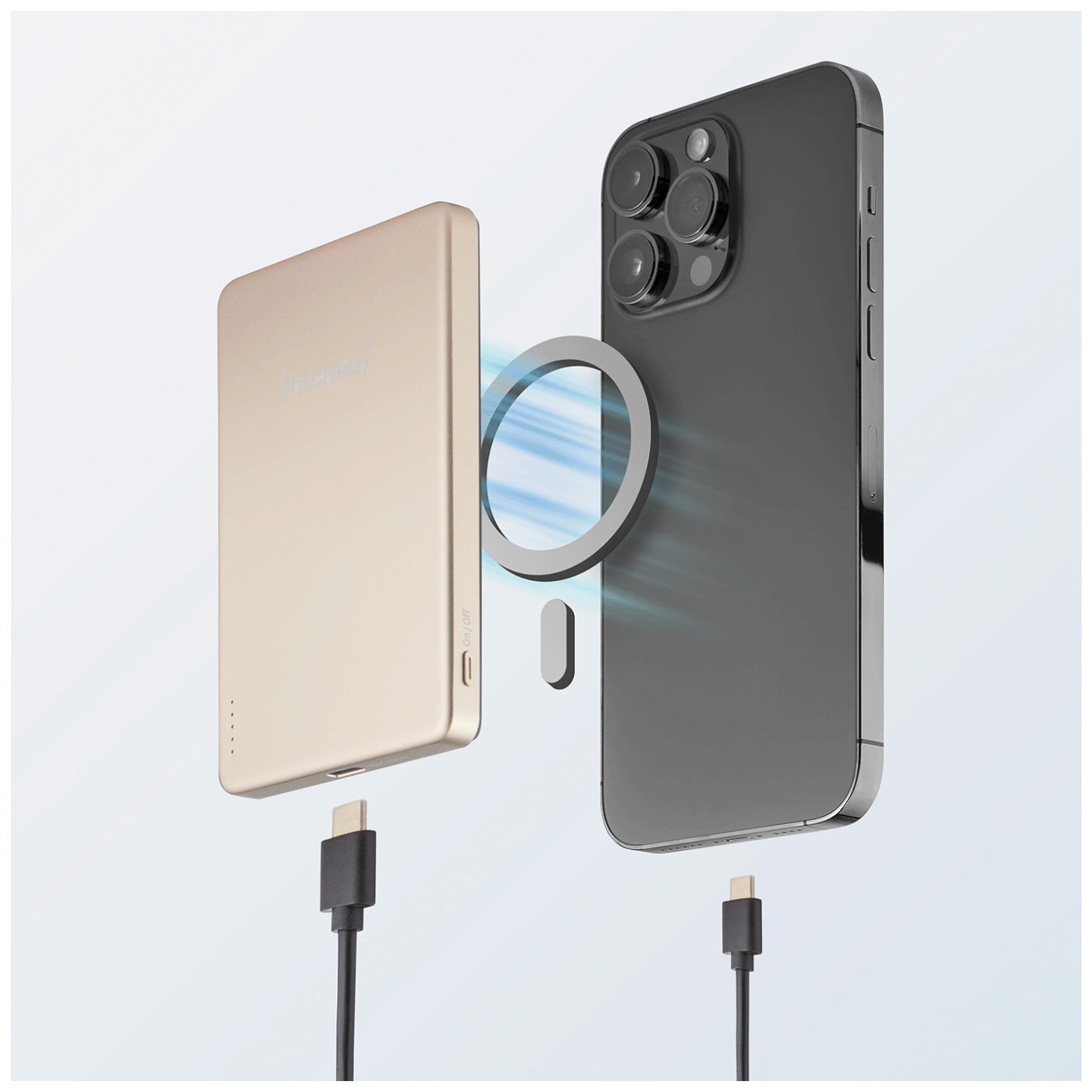 (Intenso) Prijenosni punjač, MagSafe, 5000mAh, bežični, Champagne - POWERBANK MW5000 Champagne