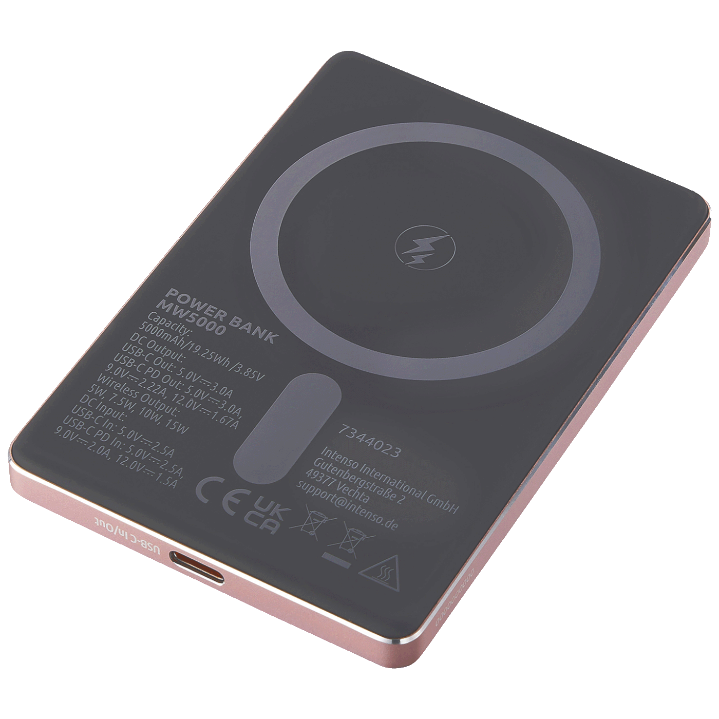 (Intenso) Prijenosni punjač, MagSafe, 5000mAh, bežični, Rose - POWERBANK MW5000 Rose