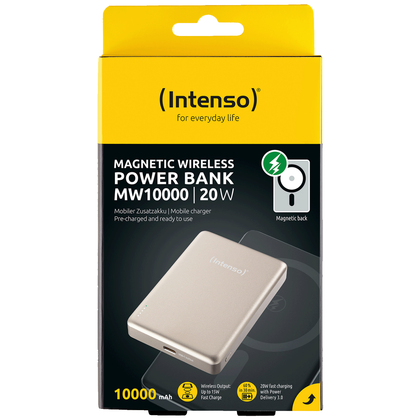 (Intenso) Prijenosni punjač, MagSafe, 10000mAh, bežični - POWERBANK MW10000 Champagne