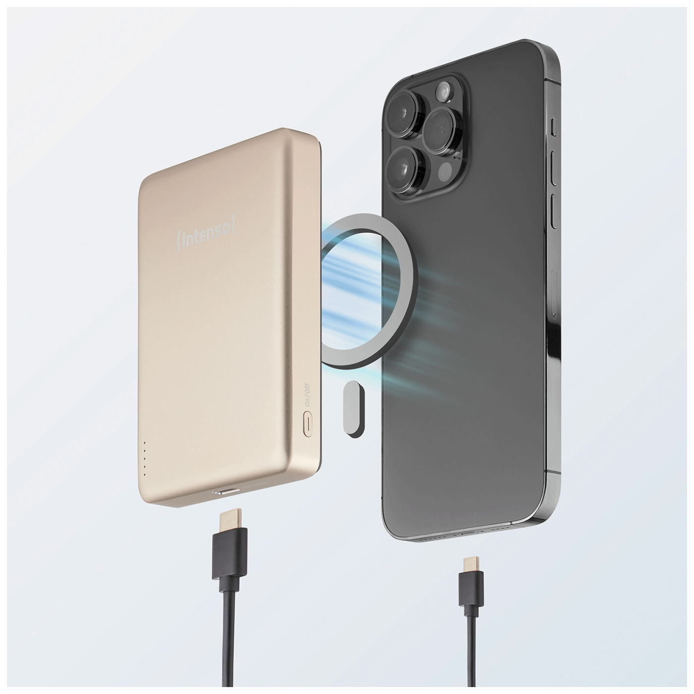 (Intenso) Prijenosni punjač, MagSafe, 10000mAh, bežični - POWERBANK MW10000 Champagne