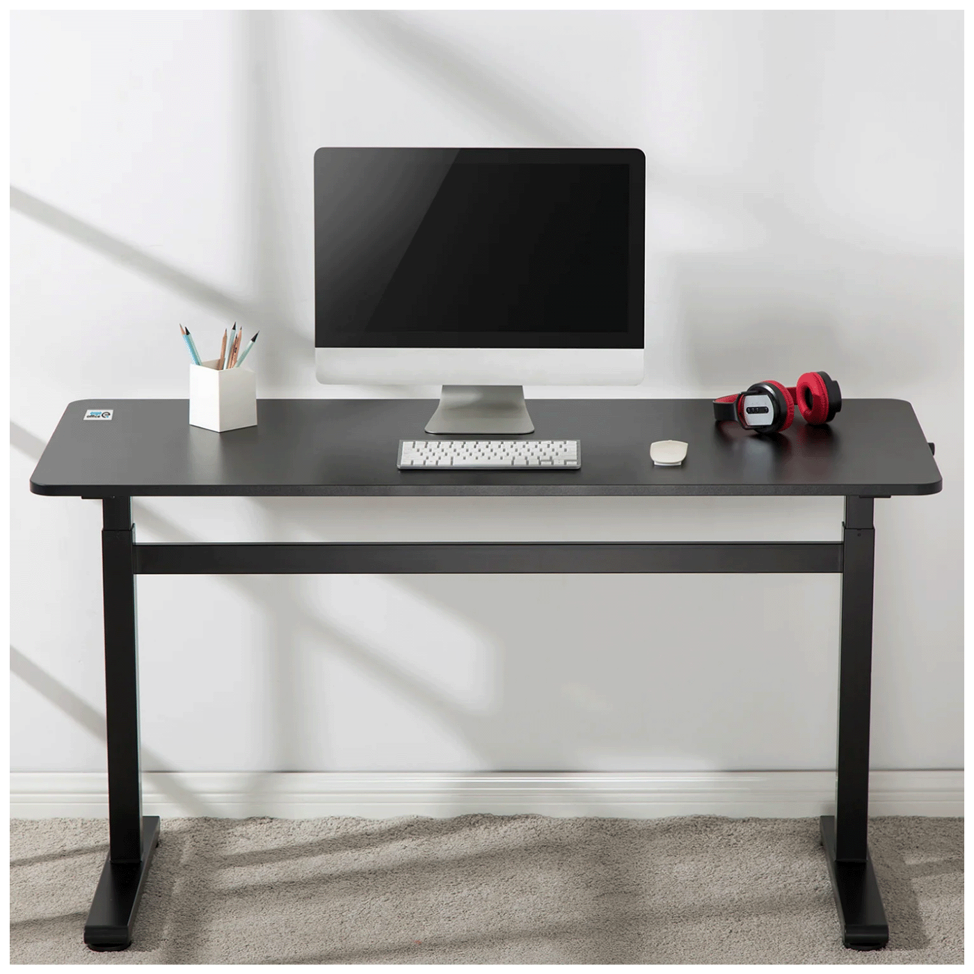 Ergo Office Radni stol 140 x 60 cm, podesiva visina, crna - ER-401 B