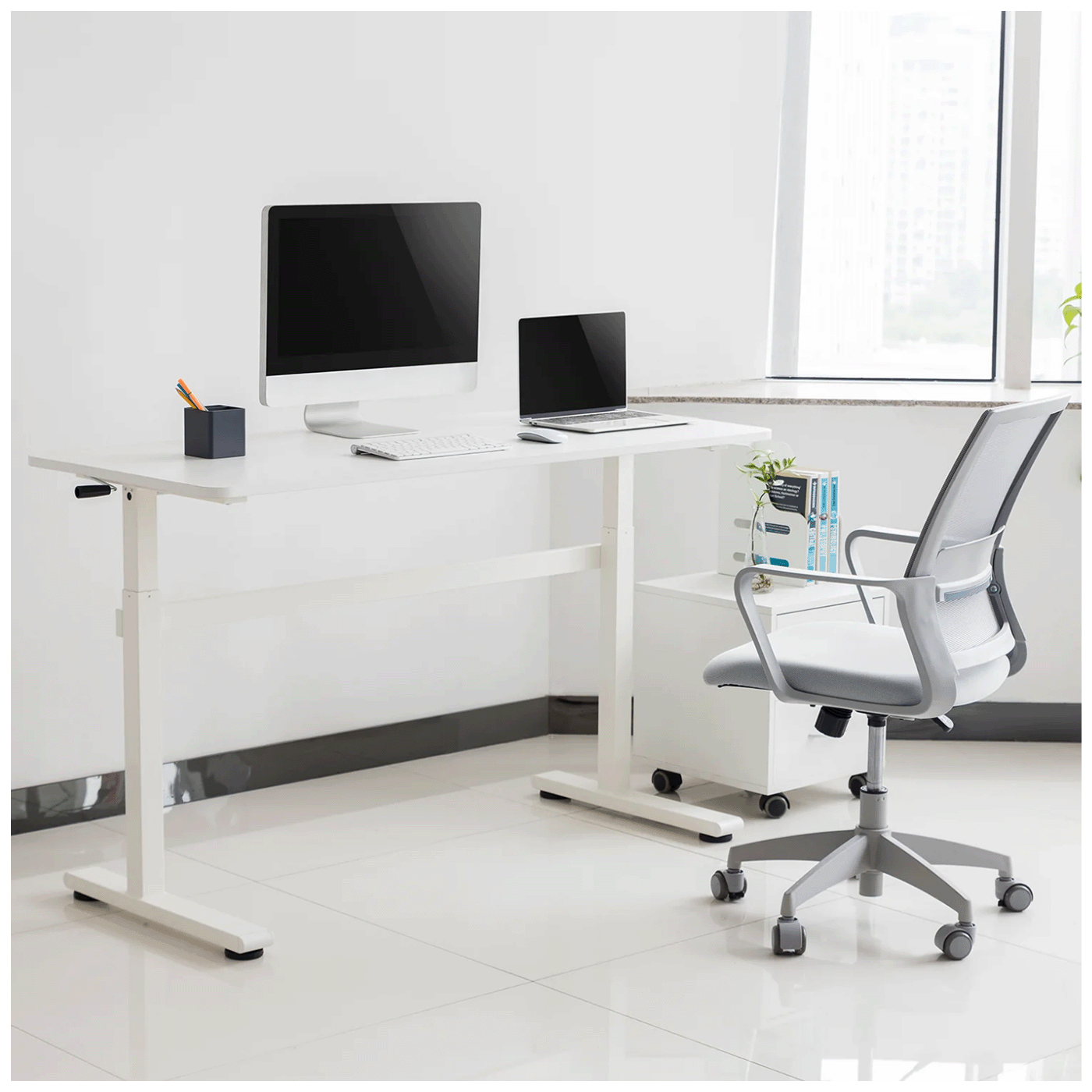 Ergo Office Radni stol 140 x 60 cm, podesiva visina, bijela - ER-401 W