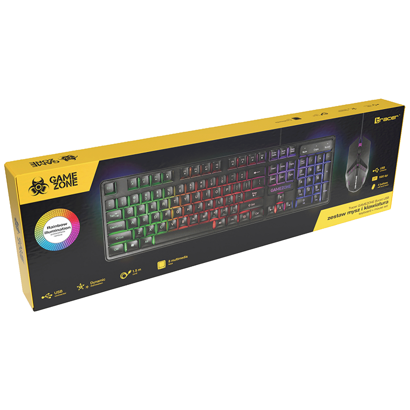 Tracer Tastatura sa osvjetljenjem, optički miš, gaming set, USB - Gaming set BOOST USB