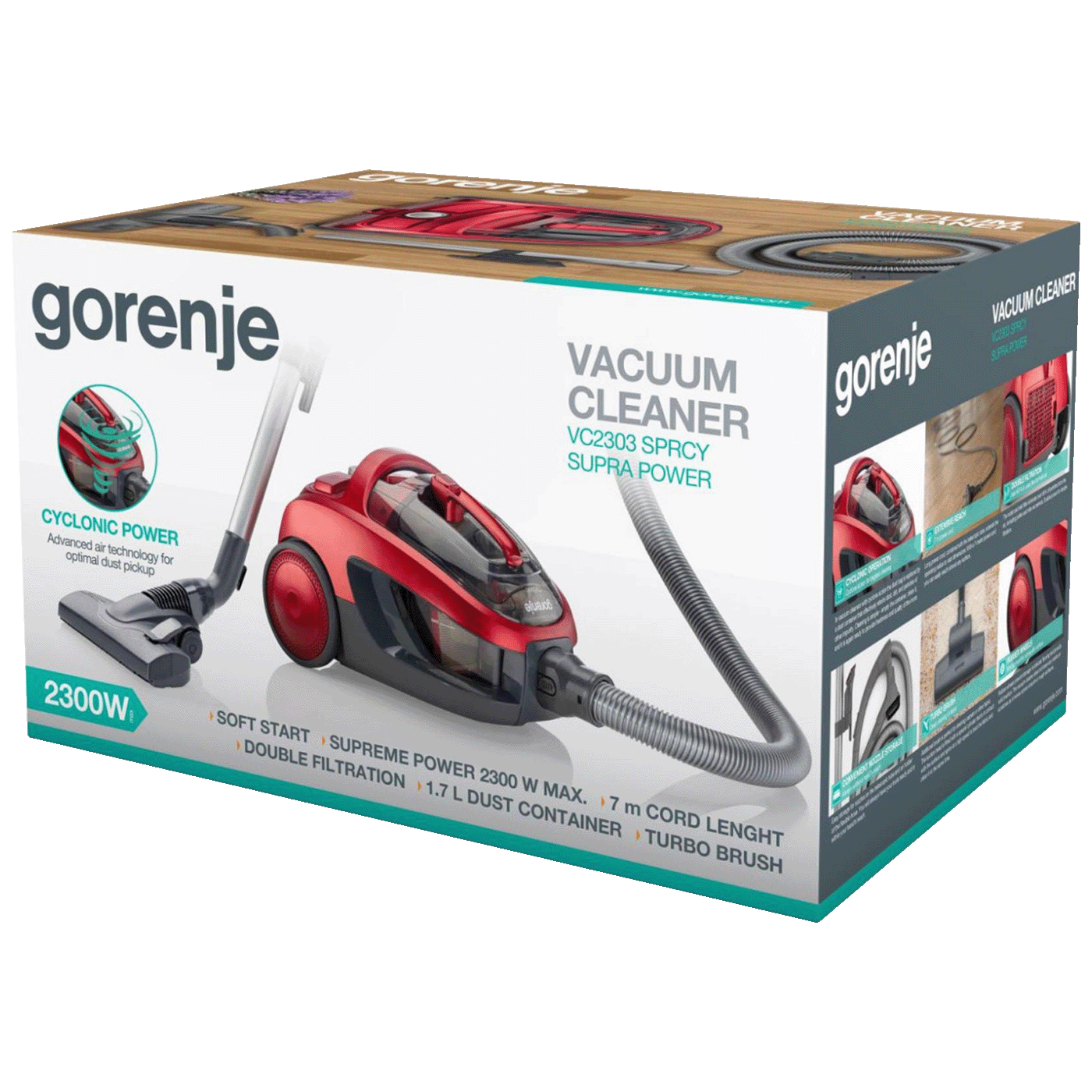 Gorenje Usisavač sa posudom, 2300 W, Supra Power - VC2303SPRCY