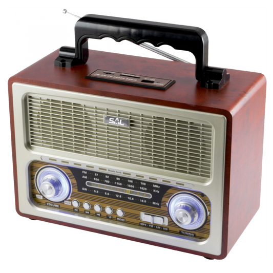 SAL Retro radio + BT bežični zvučnik, 4in1, FM, MP3, AUX - RRT 3B