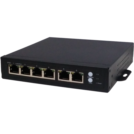 Amiko Home PoE mrežni switch, 6 port RJ-45, 4 PoE, rack ugradnja  - POE SWITCH 4CH+2