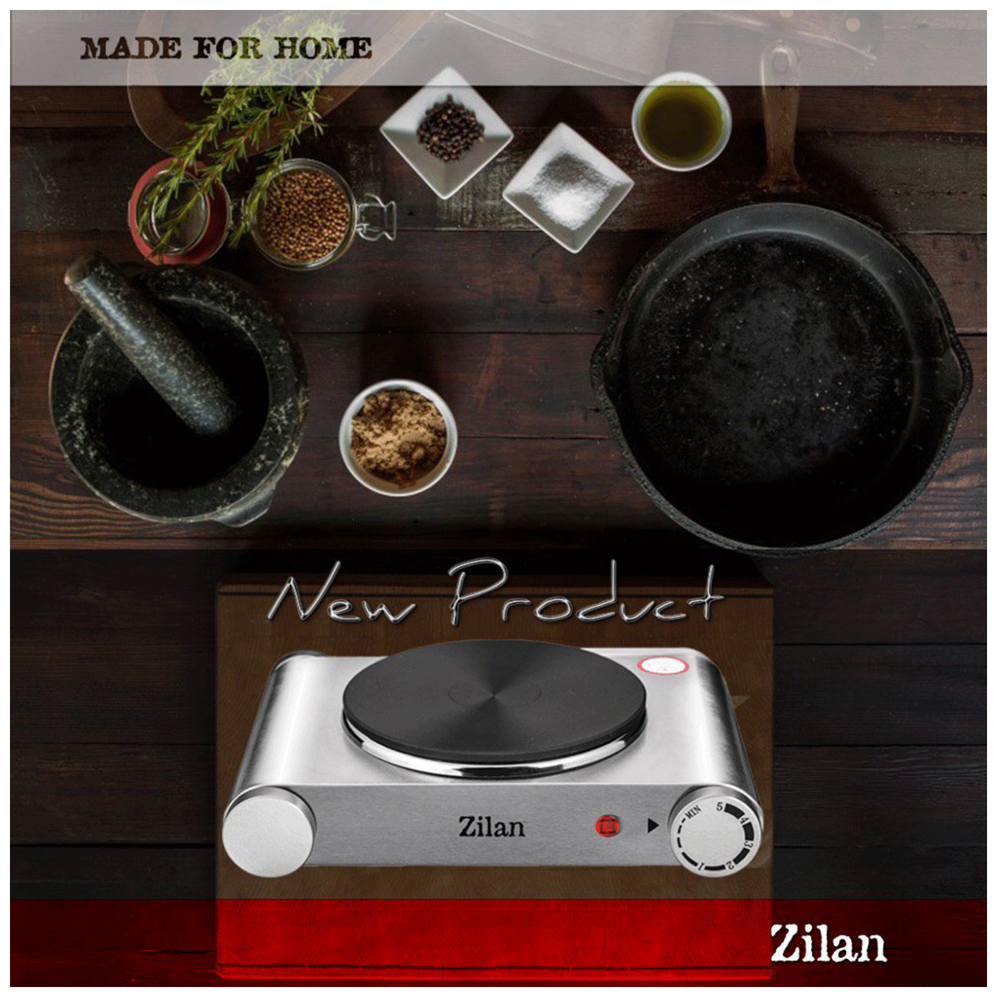 Zilan Električno kuhalo, 1 ploča - 18 cm, 1500 W, INOX - ZLN0535