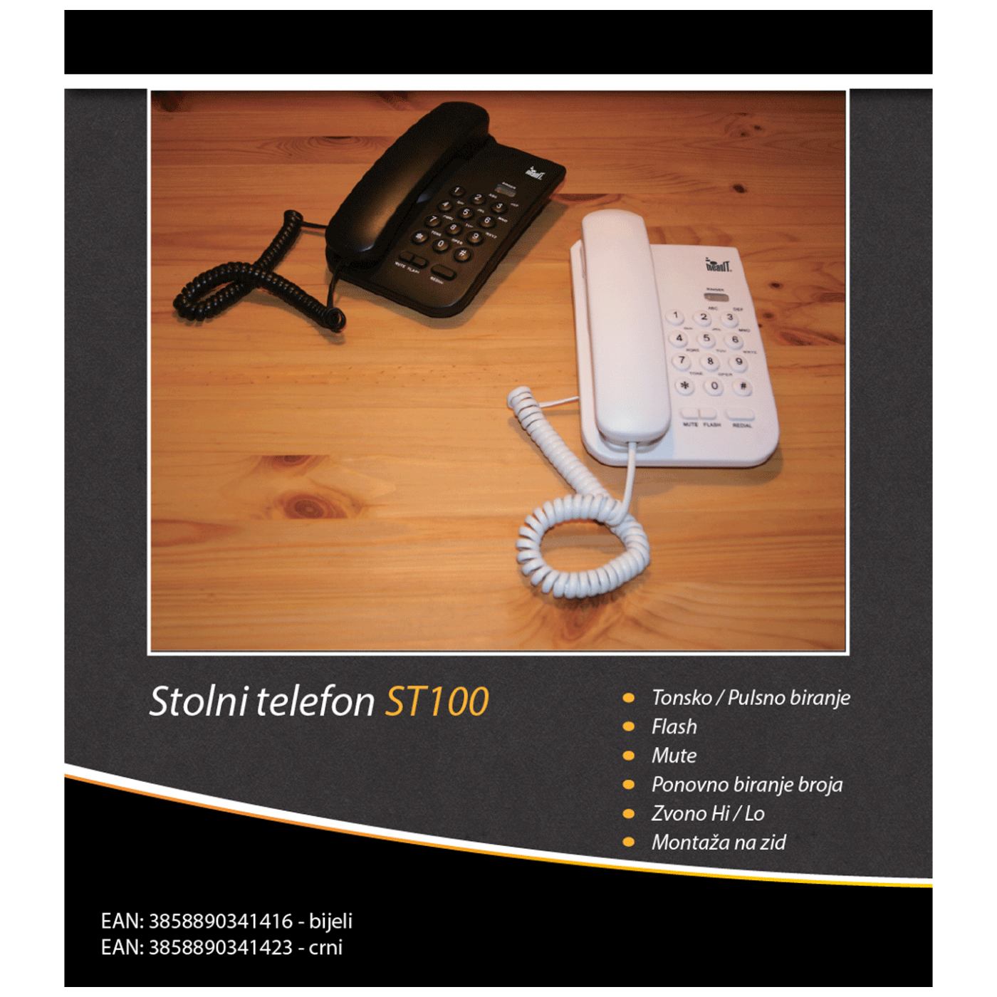 MeanIT Telefon analogni, stolni, crni - ST100 Black