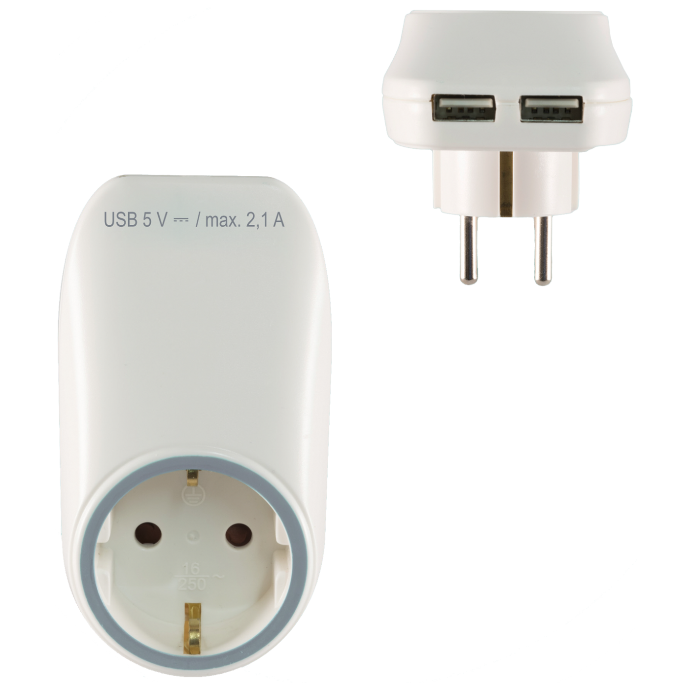 home Punjač kućni za smartphone, tablet,2 x USB, 2.1A + Schuko - NV 2100 USB