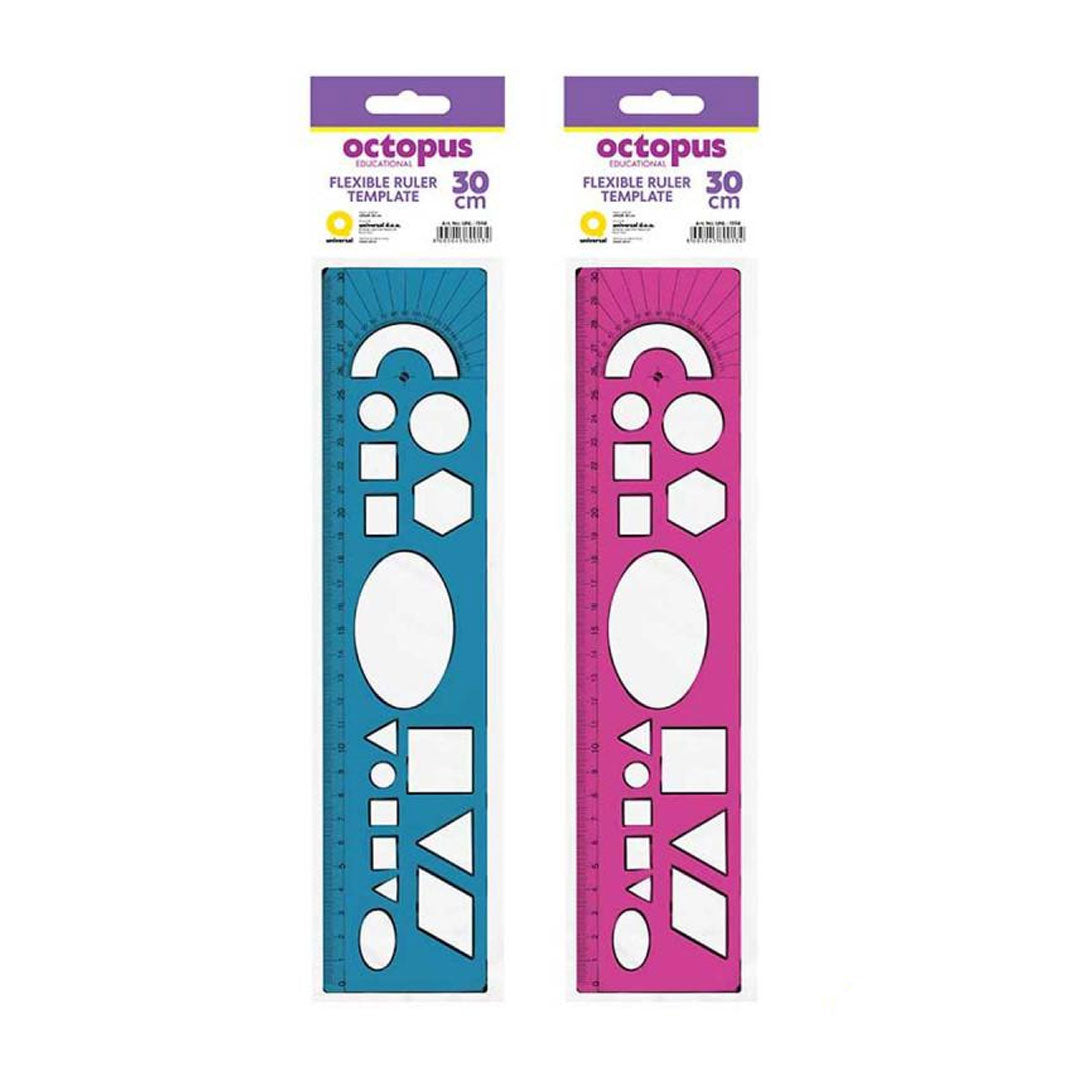 Lenjir 30 cm, fleksibilni unl-1594, sorto boje, Octopus