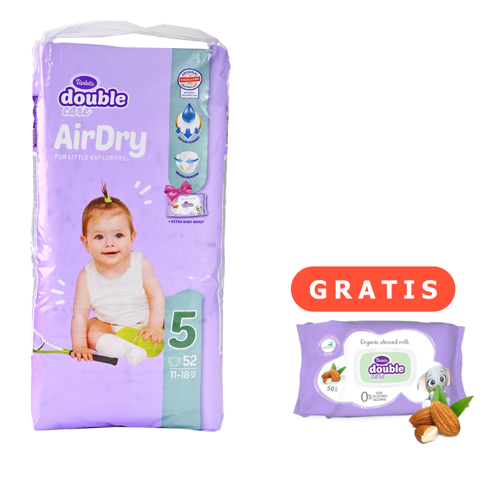 VIOLETA Double Care pelene 5 – AirDry tehnologija + gratis vlažne maramice